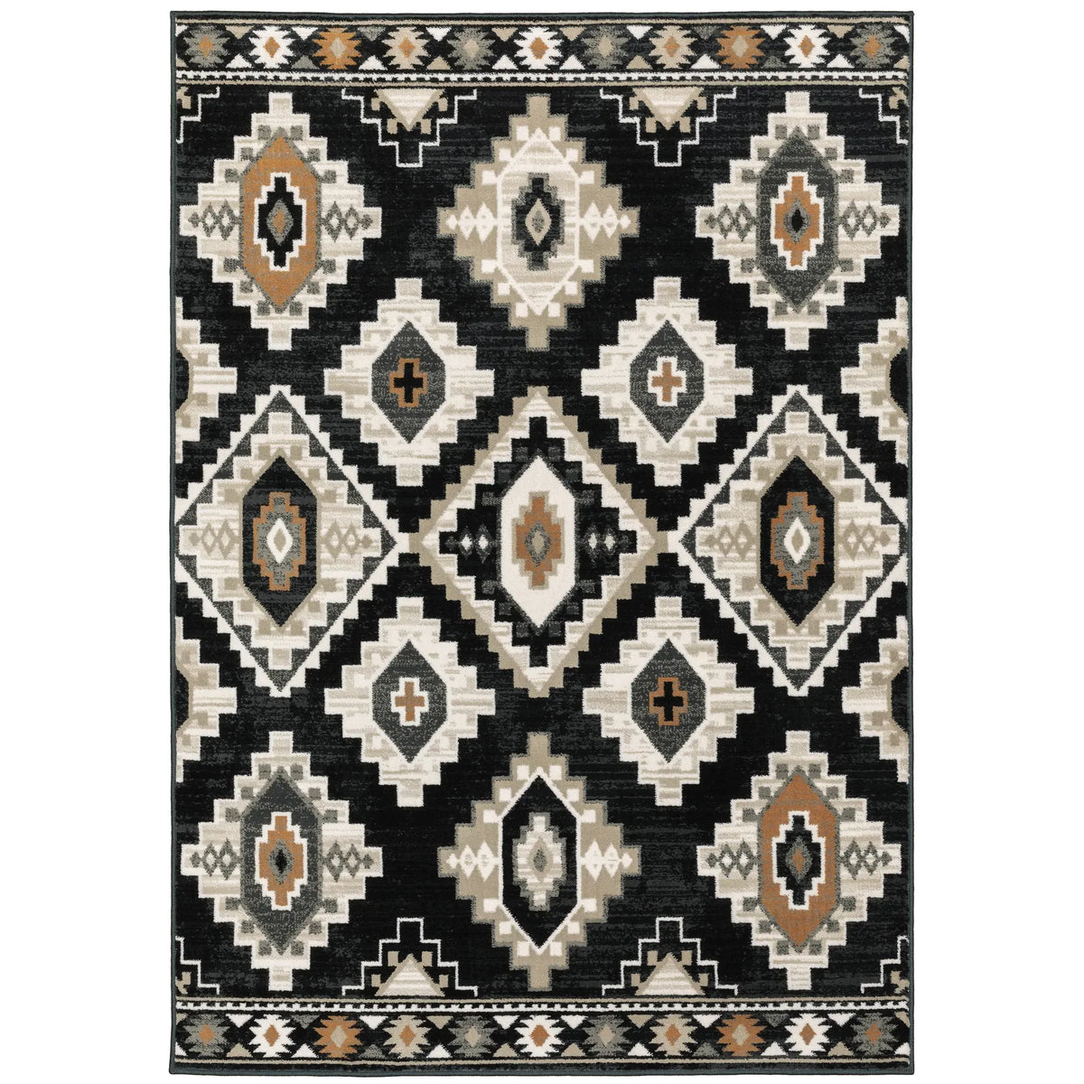 Oriental Weavers Sphinx Georgia 605F0 Charcoal/ Ivory Rugs - main flat