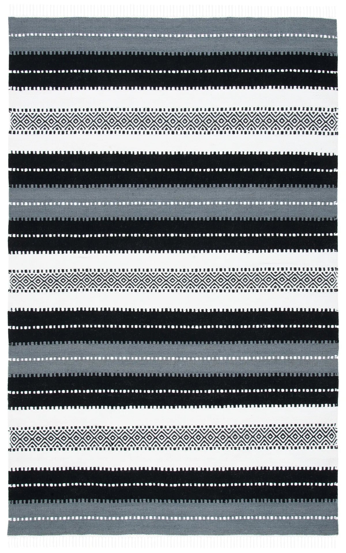 Safavieh Striped Kilim 4'-0" x 6'-0" Rug in Black / Ivory