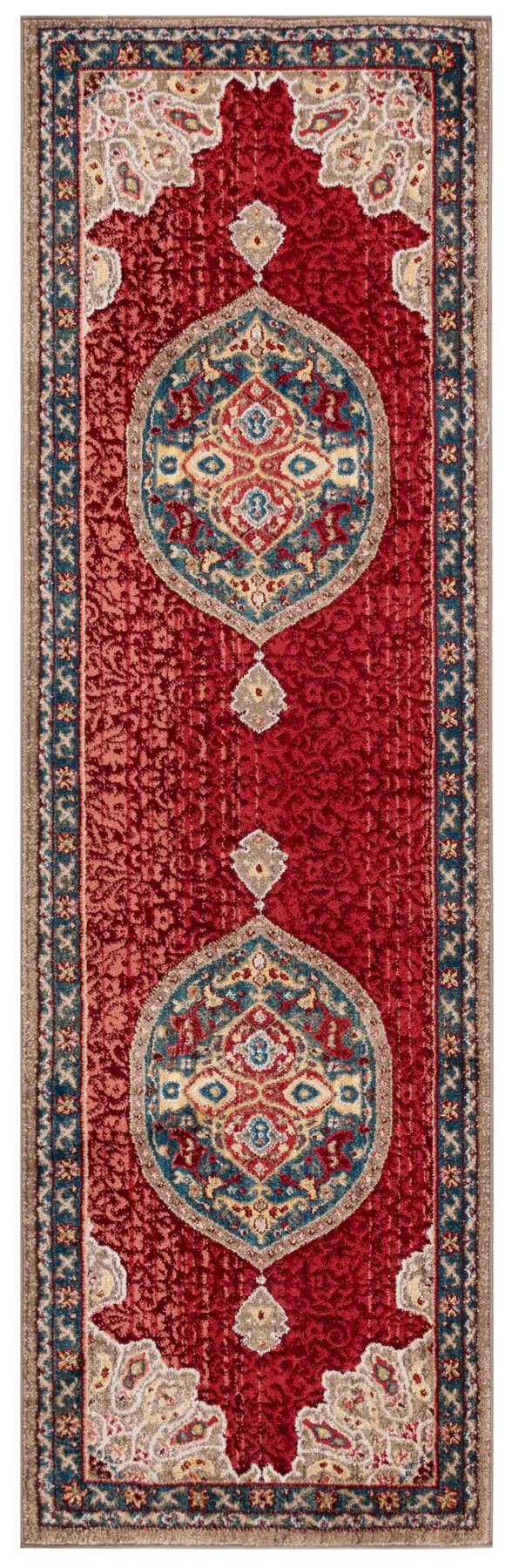 Safavieh Kashan 2'-6" x 10'-0" Rug in Red / Blue