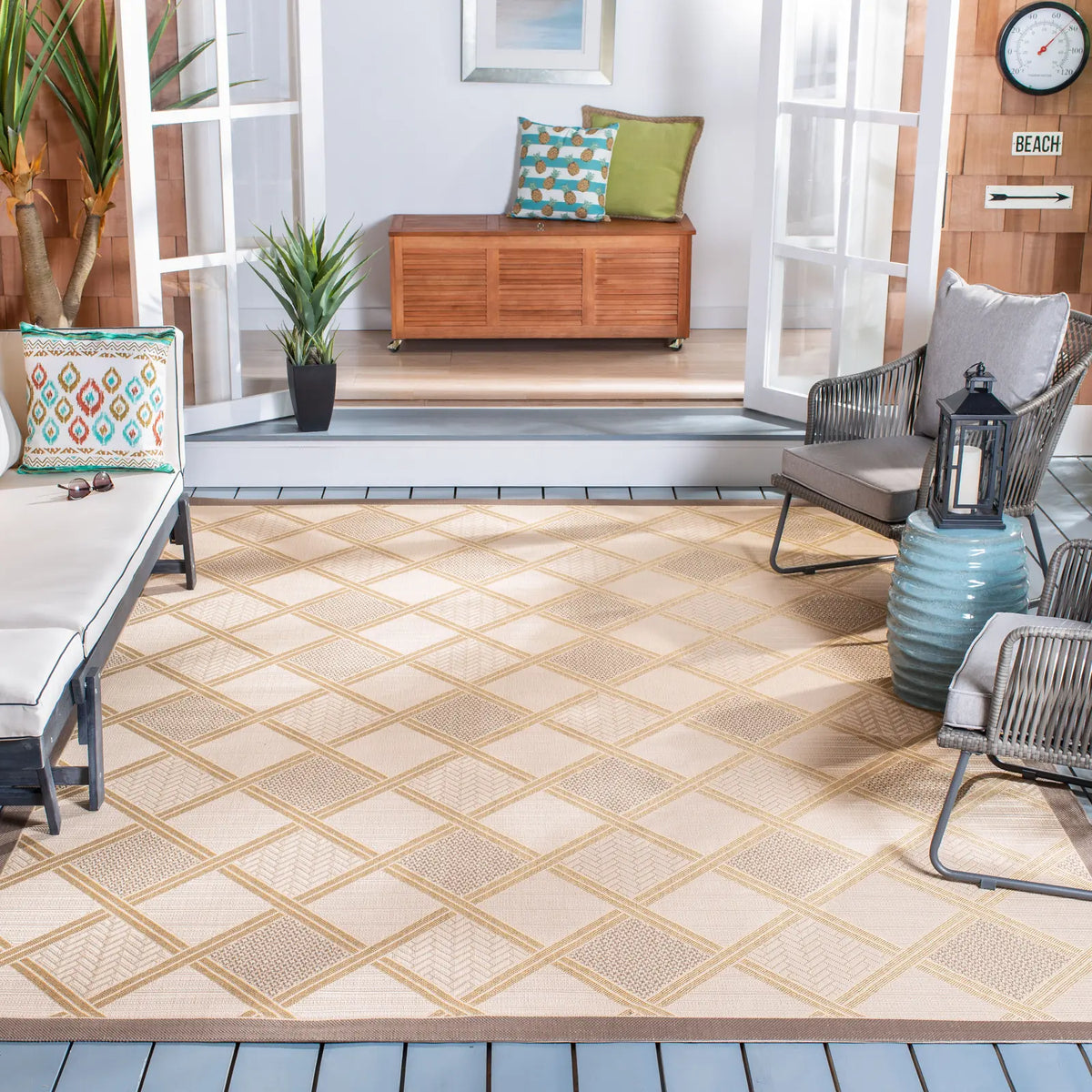 Safavieh Courtyard 6'-7" x 9'-6" Rug in Dark Beig / Beige