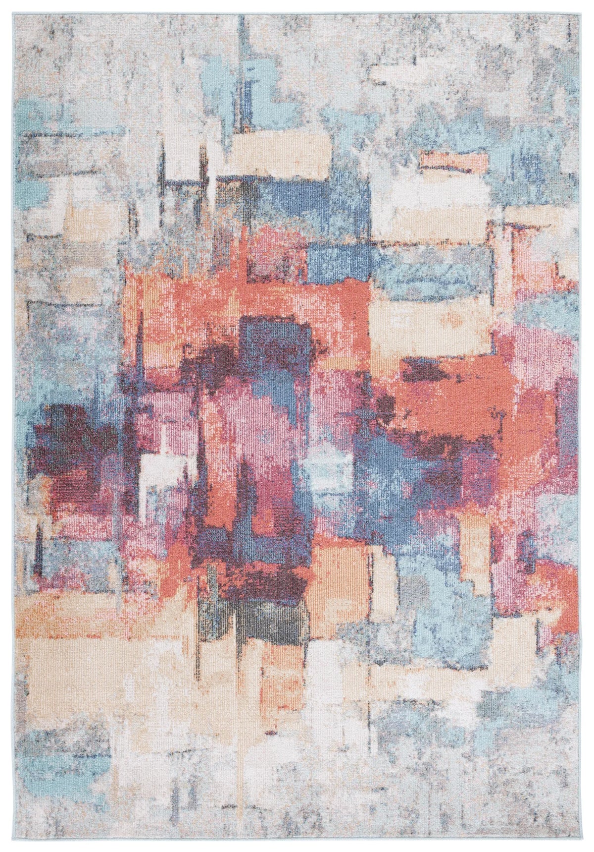 Safavieh Phoenix 500 4'-5" x 6'-5" Rug in Rust Blue / Ivory
