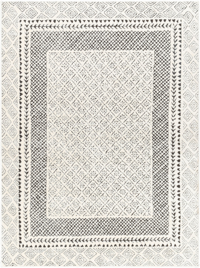 Surya Freud Feu-2301 Ivory, Black Rug.