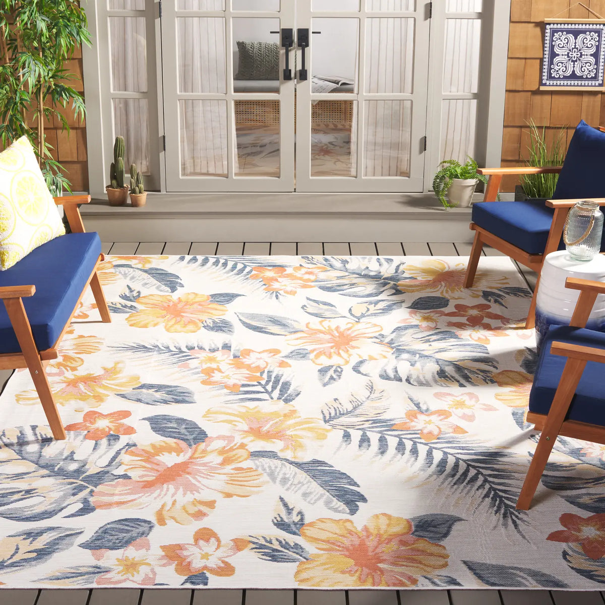 Safavieh Sunrise 8'-0" x 10'-0" Rug in Ivory / Rust Blue