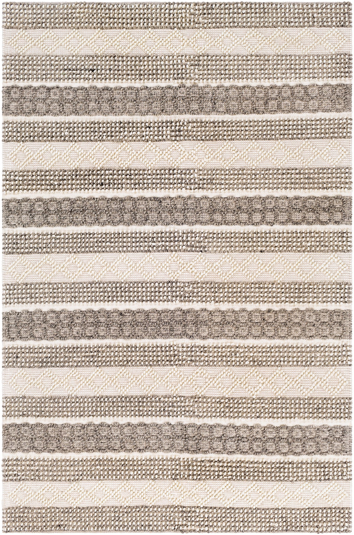 Surya Farmhouse Neutrals Fls-2301 Cream, Ivory, Charcoal, Khaki Rugs
