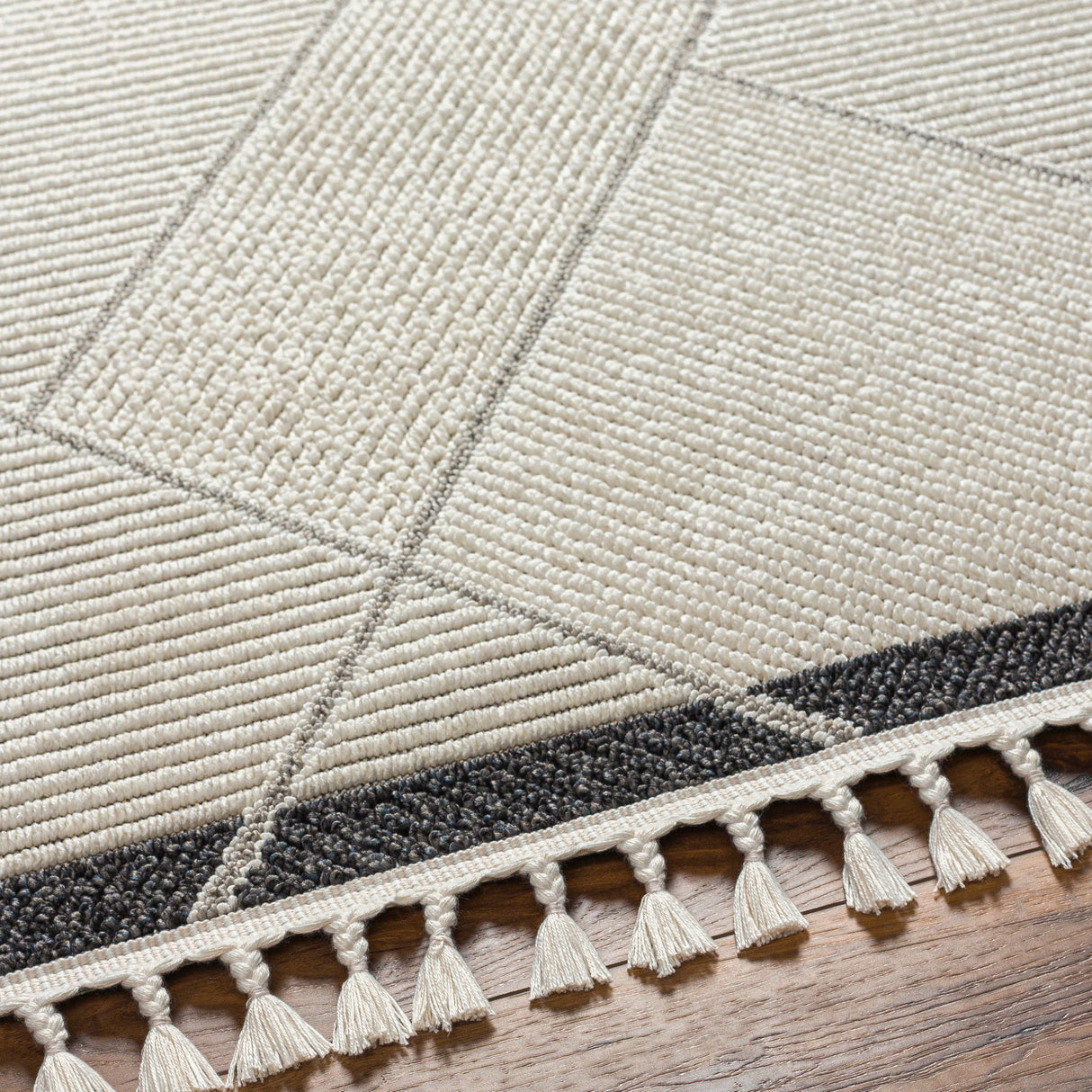 Surya Finland Fnd-2303 Cream, Black Rug.