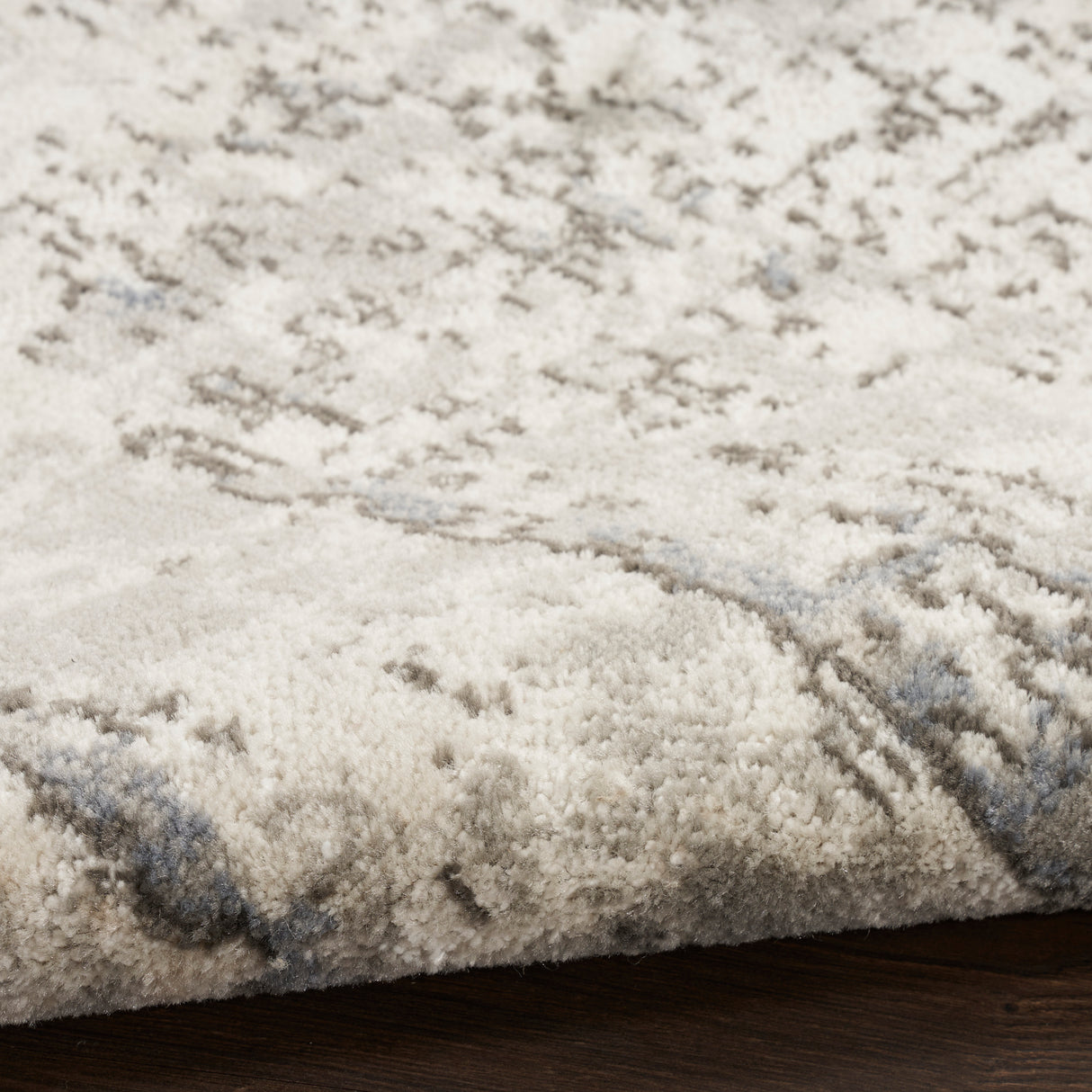 Nourison Quarry QUA01 Machine Made Ivory, Blue, Grey Rug