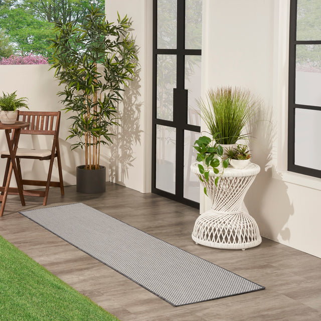 Nourison Courtyard COU01 Machine Made Ivory, Charcoal Rug