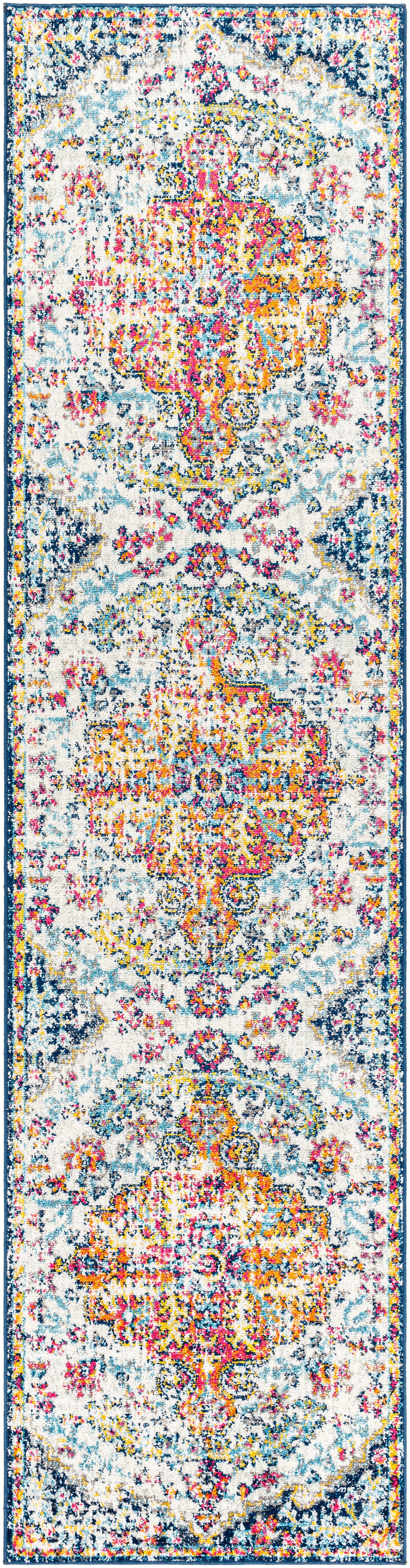 Surya Harput Hap-1000 Aqua, Off-White, Blue, Red, Saffron, Burnt Orange Rug.