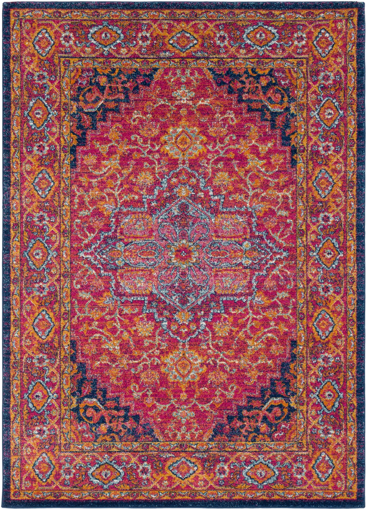 Surya Harput Hap-1009 Burgandy, Navy, Mustard, Burnt Orange, Teal, Ivory Rug.
