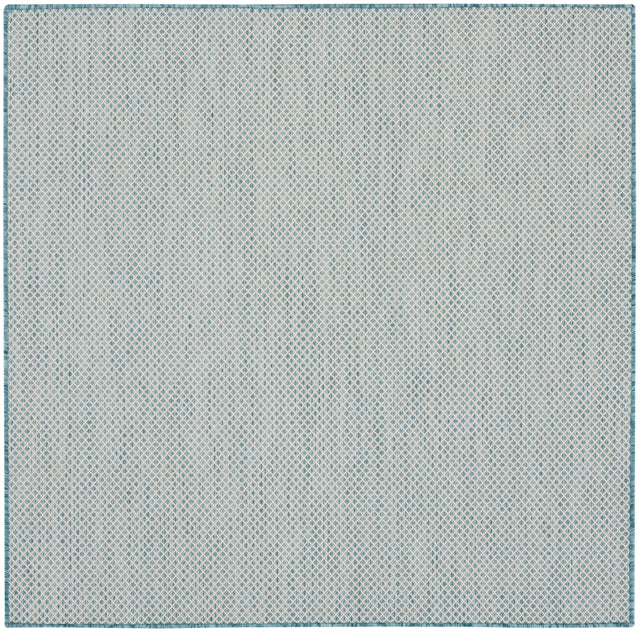 Nourison Courtyard COU01 Machine Made Ivory, Aqua Rug