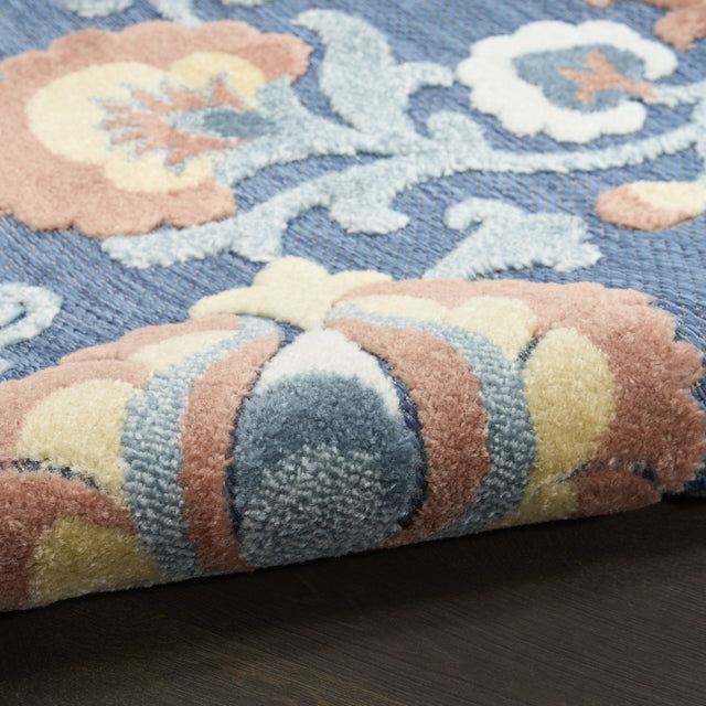 Nourison Aloha ALH17 Machine Made Blue, Rose Rug