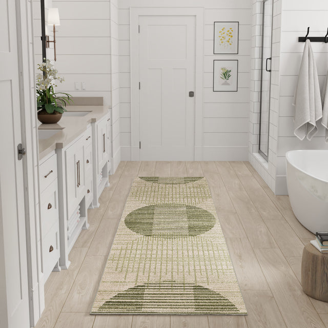 Nourison Astra Machine Washable ASW03 Machine Made Ivory, Olive Rug