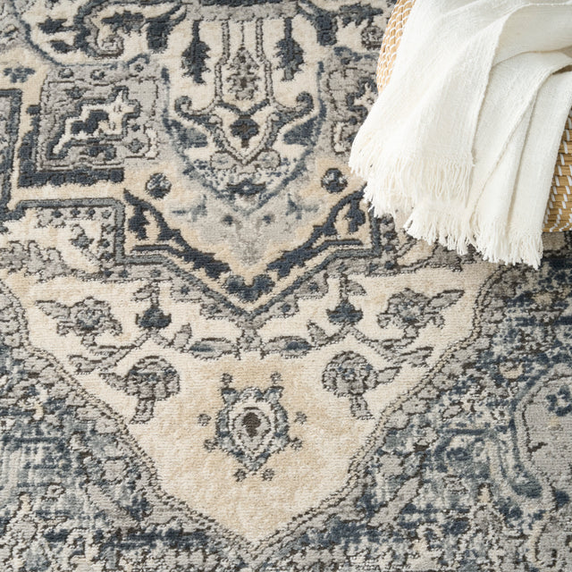 Nourison Quarry QUA18 Machine Made Ivory, Navy Rug