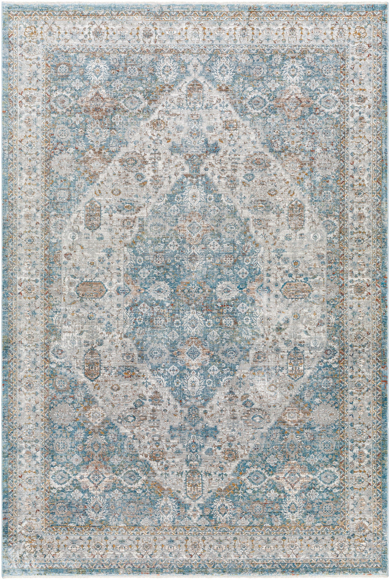 Surya Isfahan Isf-2301 Dark Blue, White, Black, Amber, Gray, Olive Rug.