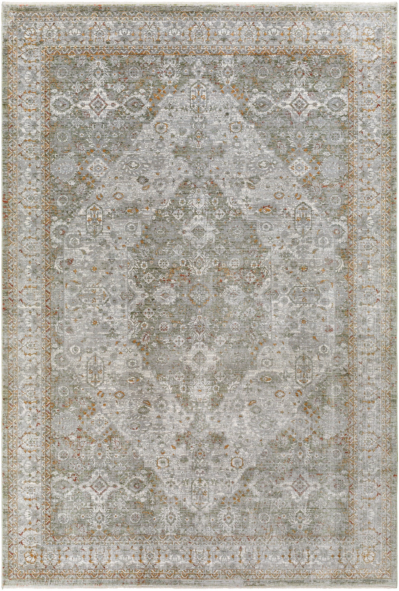 Surya Isfahan Isf-2302 Olive, White, Black, Amber, Rust Rug.