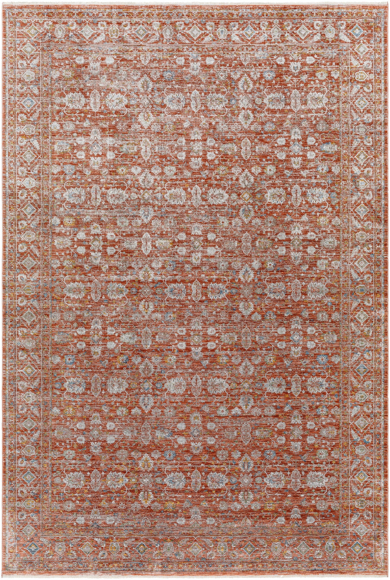 Surya Isfahan Isf-2303 Rust, Gray, Black, Tan, Olive, Amber Rug.