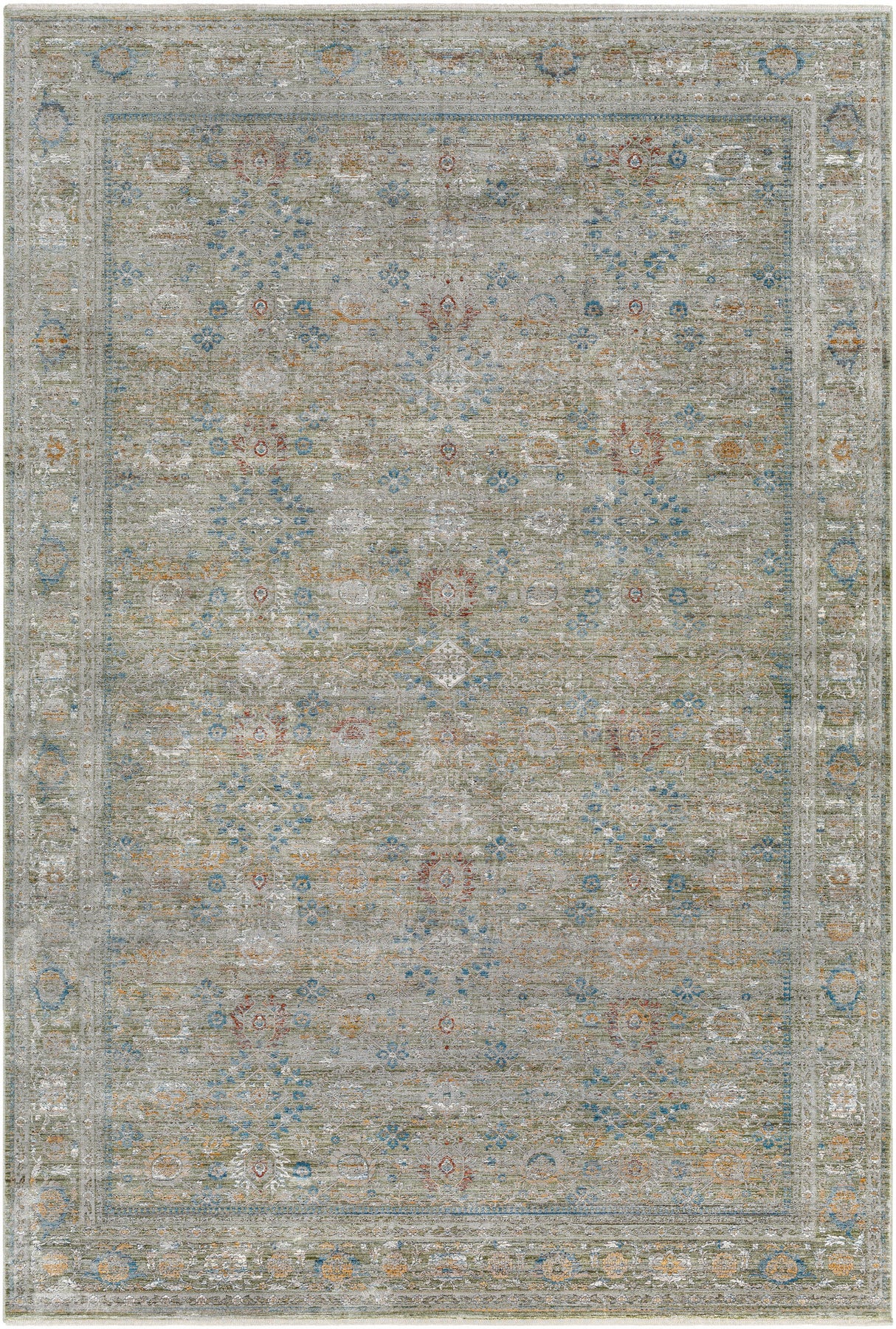 Surya Isfahan Isf-2308 Olive, Gray, Black, Dark Blue, White, Rust Rug.