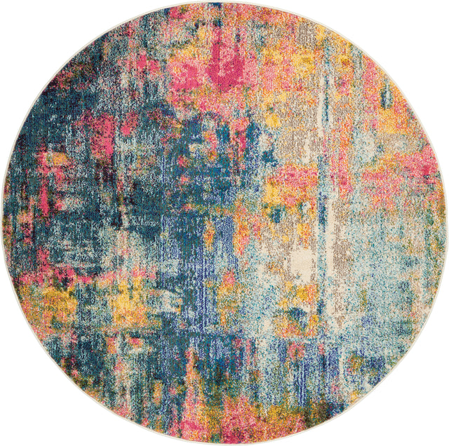 Nourison Celestial CES09 Machine Made Blue, Yellow Rug