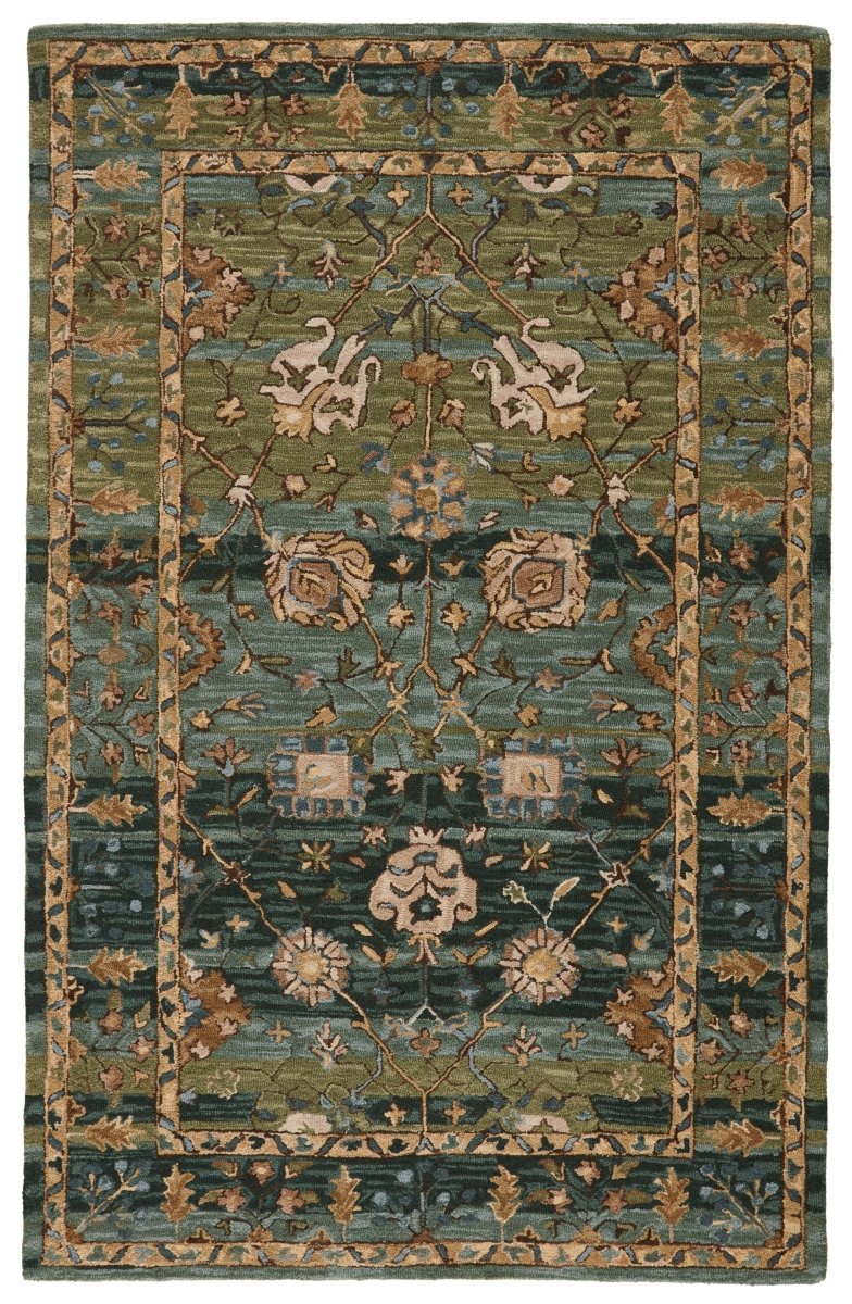 Jaipur Cardamom Ahava Com03 Green/Blue Rugs.