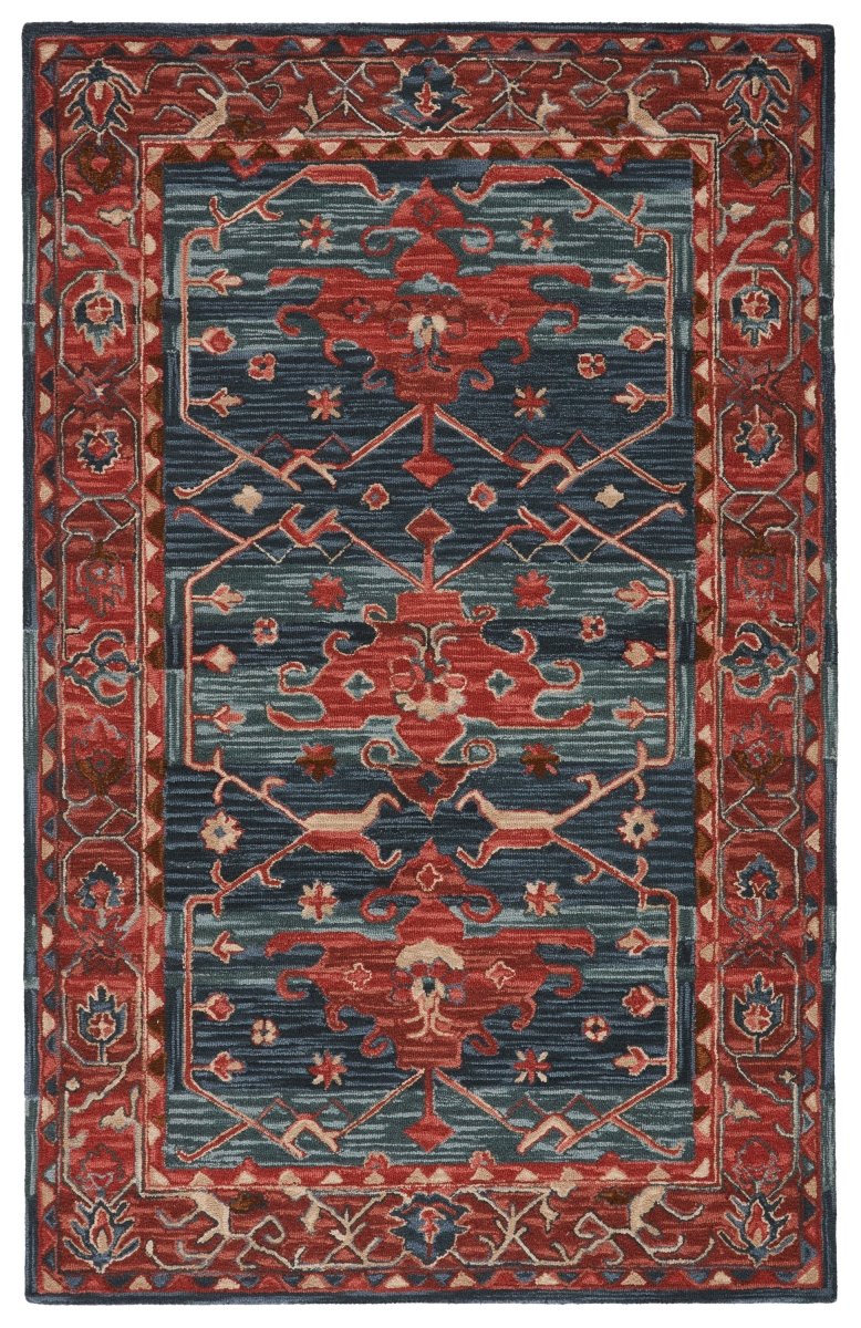 Jaipur Cardamom Cinnabar Com07 Red/Blue Rugs.