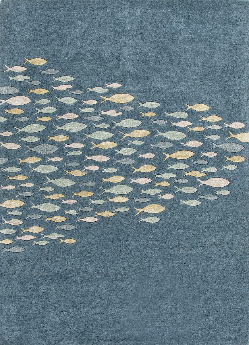 Jaipur Coastal Resort Schooled Cor01 Captains Blue / Harbor Gray Rugs.