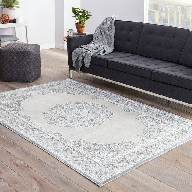 Jaipur Fables Malo Fb124 Bright White / Neutral Gray Rugs.