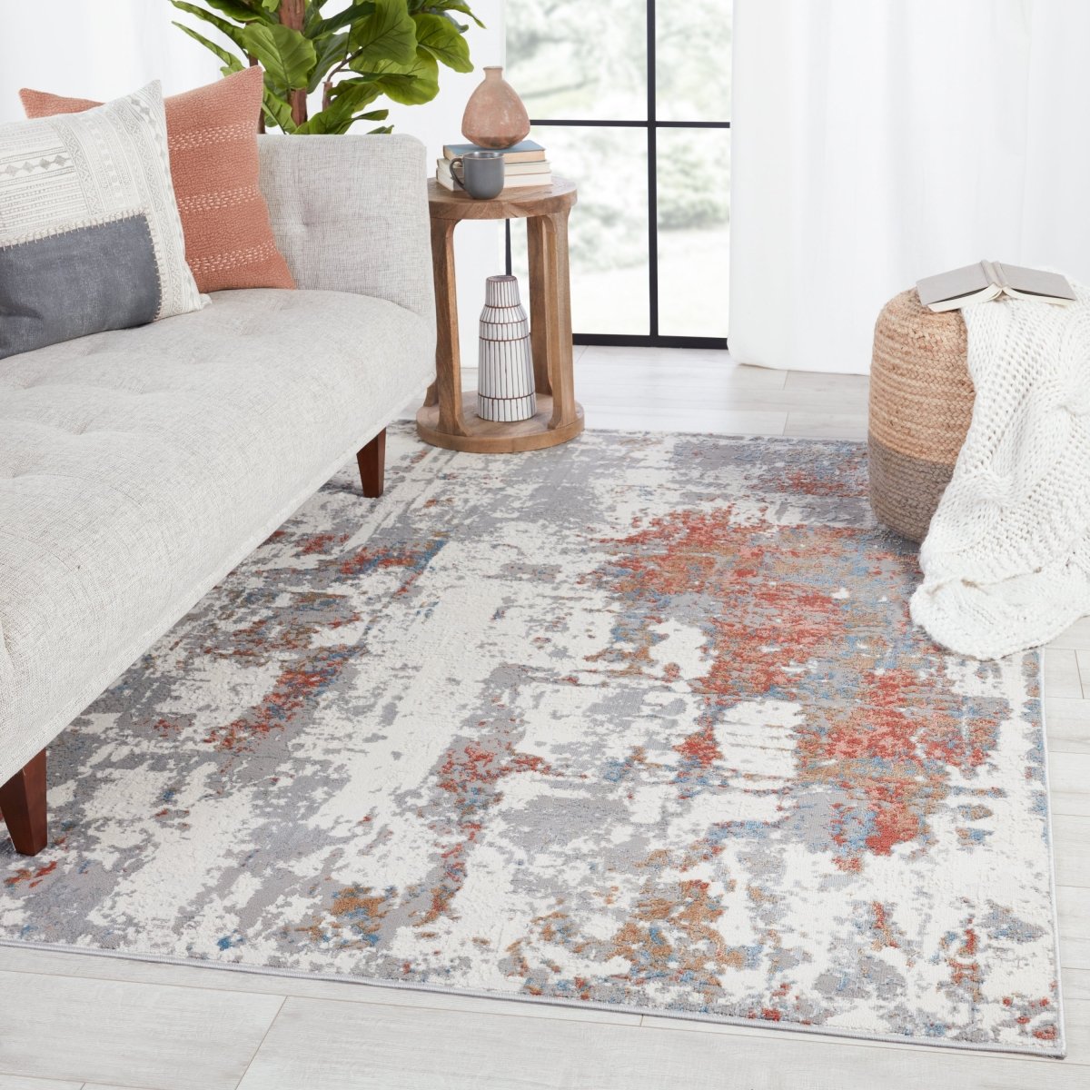 Jaipur Grotto Tocarra Gro01 Gray/Red Rugs.