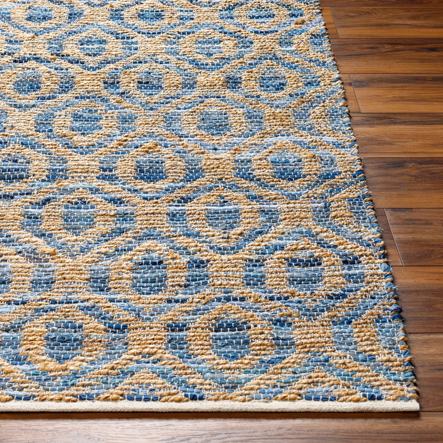 Surya Jean Jea-2304 Tan, Beige, Dark Blue, Blue, Light Blue Rug.