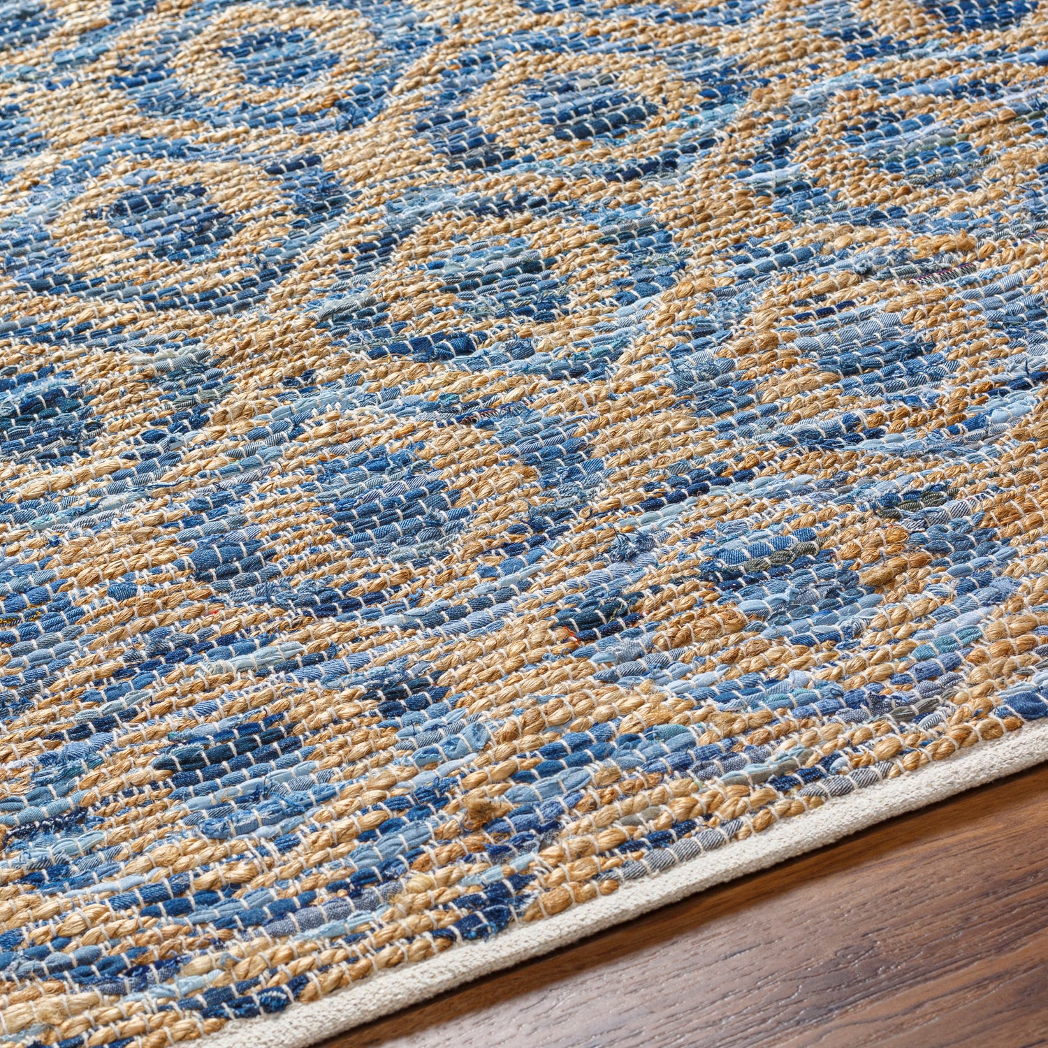 Surya Jean Jea-2304 Tan, Beige, Dark Blue, Blue, Light Blue Rug.