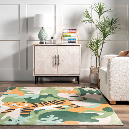 Nuloom Reenie Jungle Tiger Hjcl10A Green Area Rug