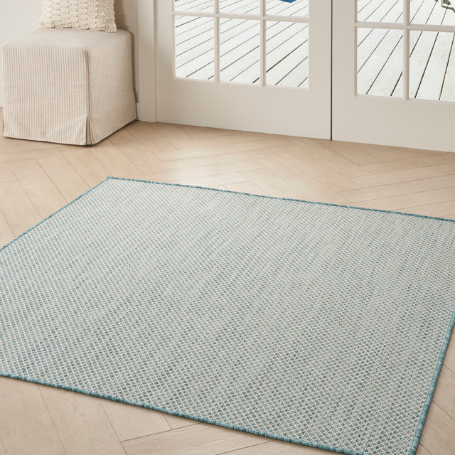 Nourison Courtyard COU01 Machine Made Ivory, Aqua Rug