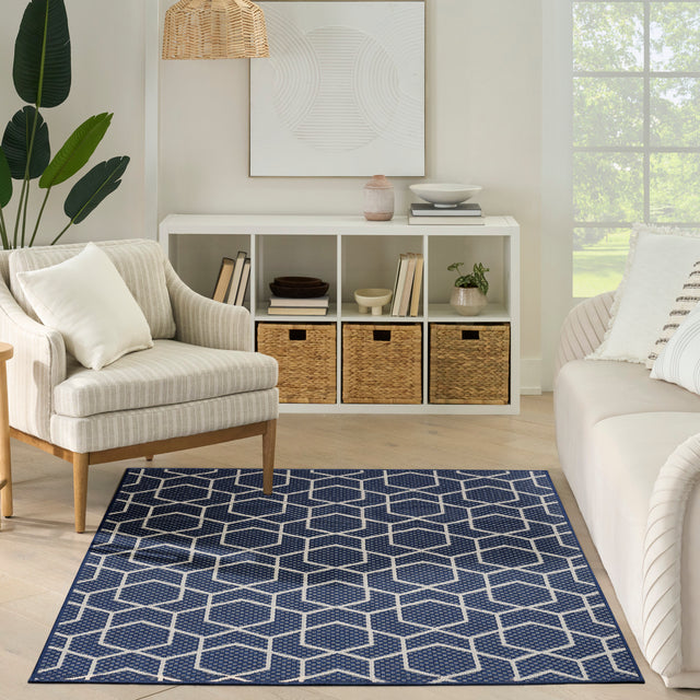 Nourison Horizon Indoor/Outdoor HOZ01 Navy Contemporary Area Rugs