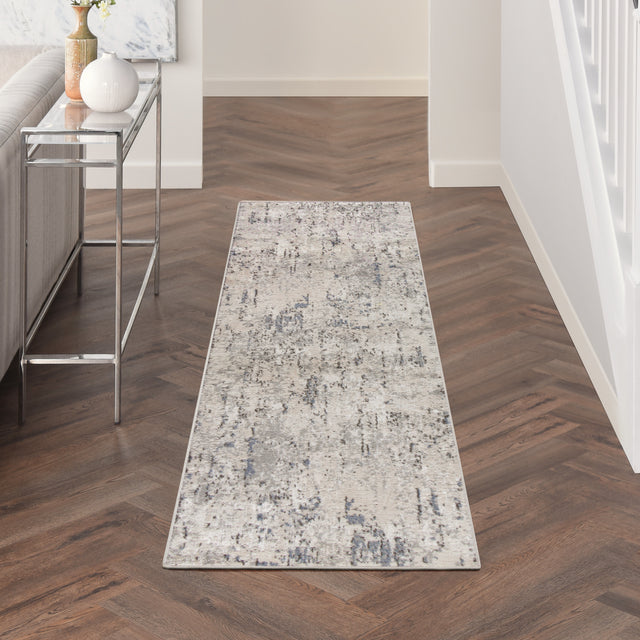 Nourison Quarry QUA01 Machine Made Ivory, Blue, Grey Rug
