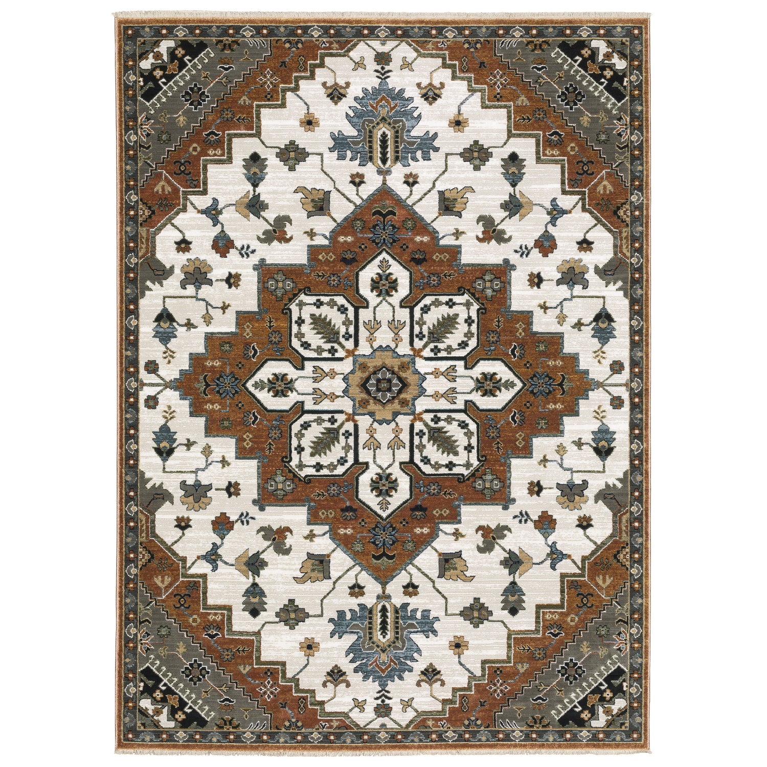 Oriental Weavers Sphinx KEIRA KEI03 Rust Medallion Rugs
