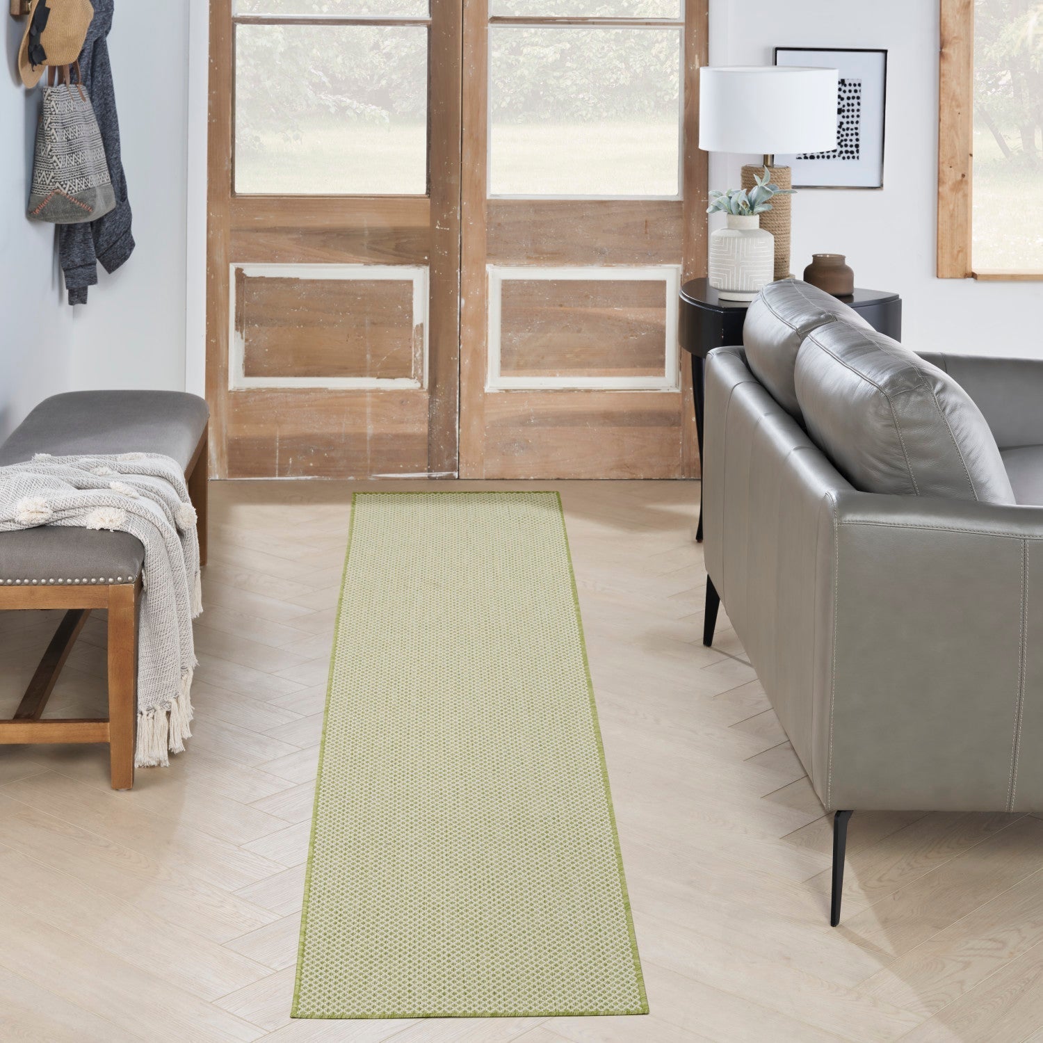 Nourison Courtyard Cou01 Ivory Green Rugs
