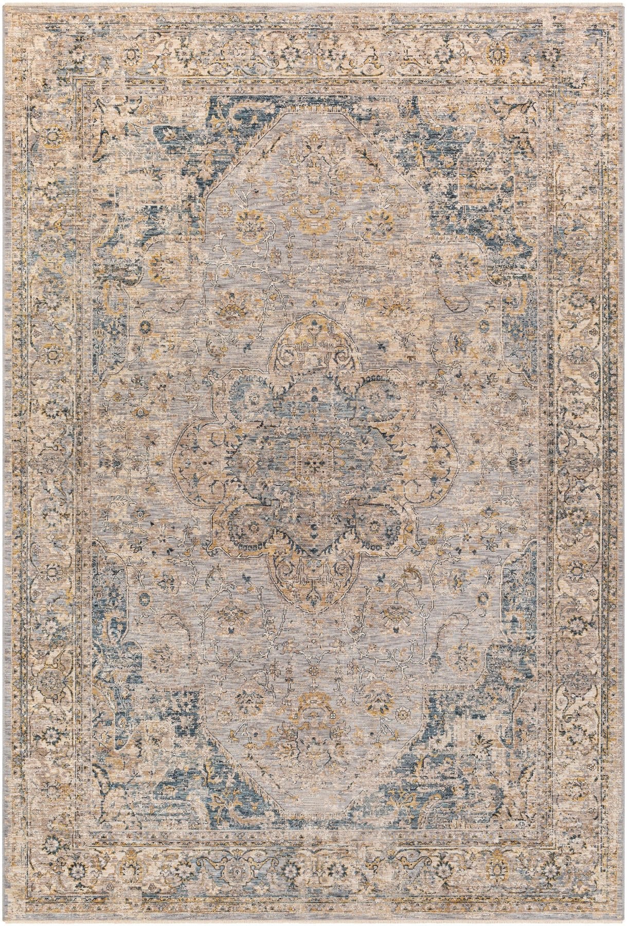 Livabliss Aspendos Aps - 2303 Mustard, Ink Blue, Blue, Denim Rugs - Livabliss - aps2303 - 23