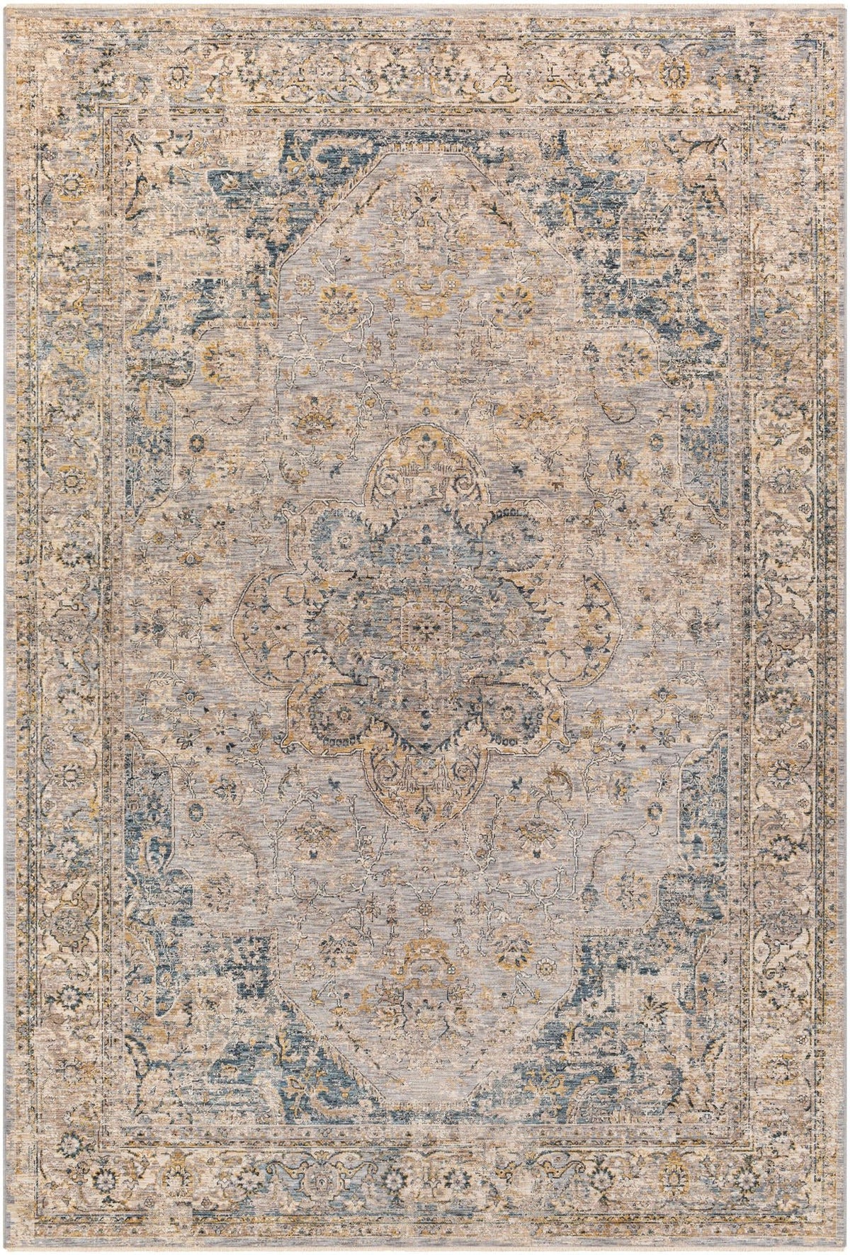 Livabliss Aspendos Aps - 2303 Mustard, Ink Blue, Blue, Denim Rugs - Livabliss - aps2303 - 23