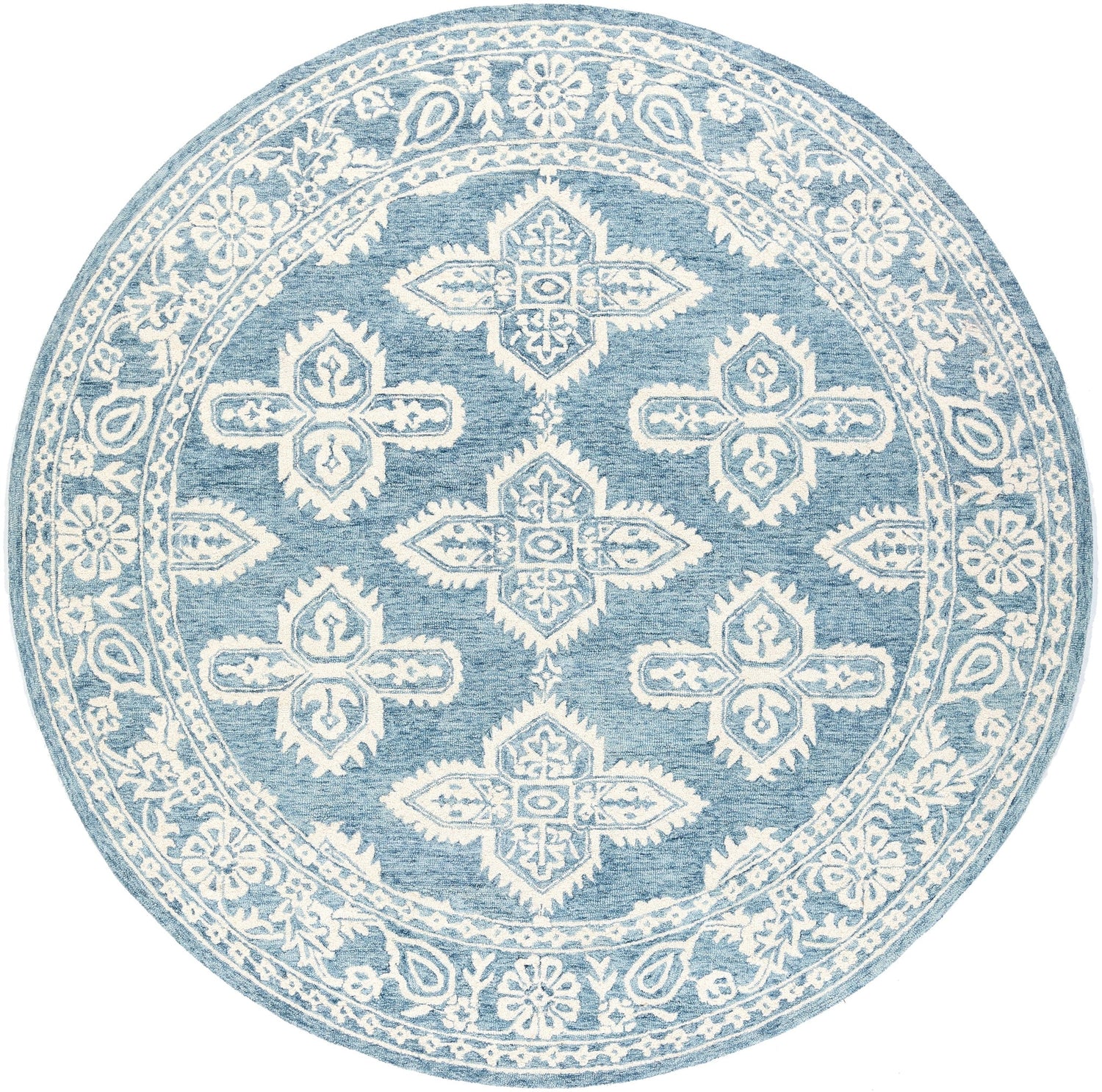 Livabliss Granada Gnd - 2300 Aqua, Dark Blue, Cream Rugs - Livabliss - gnd2300 - 6rd