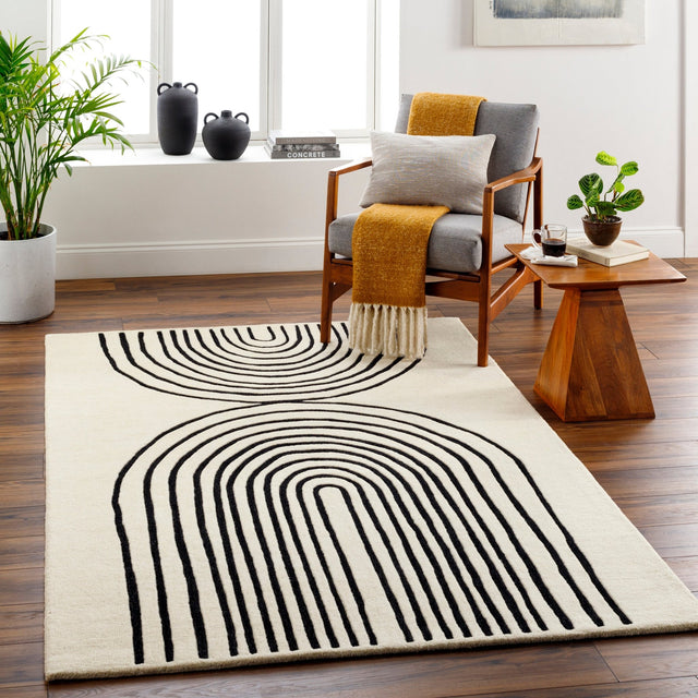 Livabliss Isabel Ibl - 2303 Beige, Black Rug - Livabliss - ibl2303 - 23