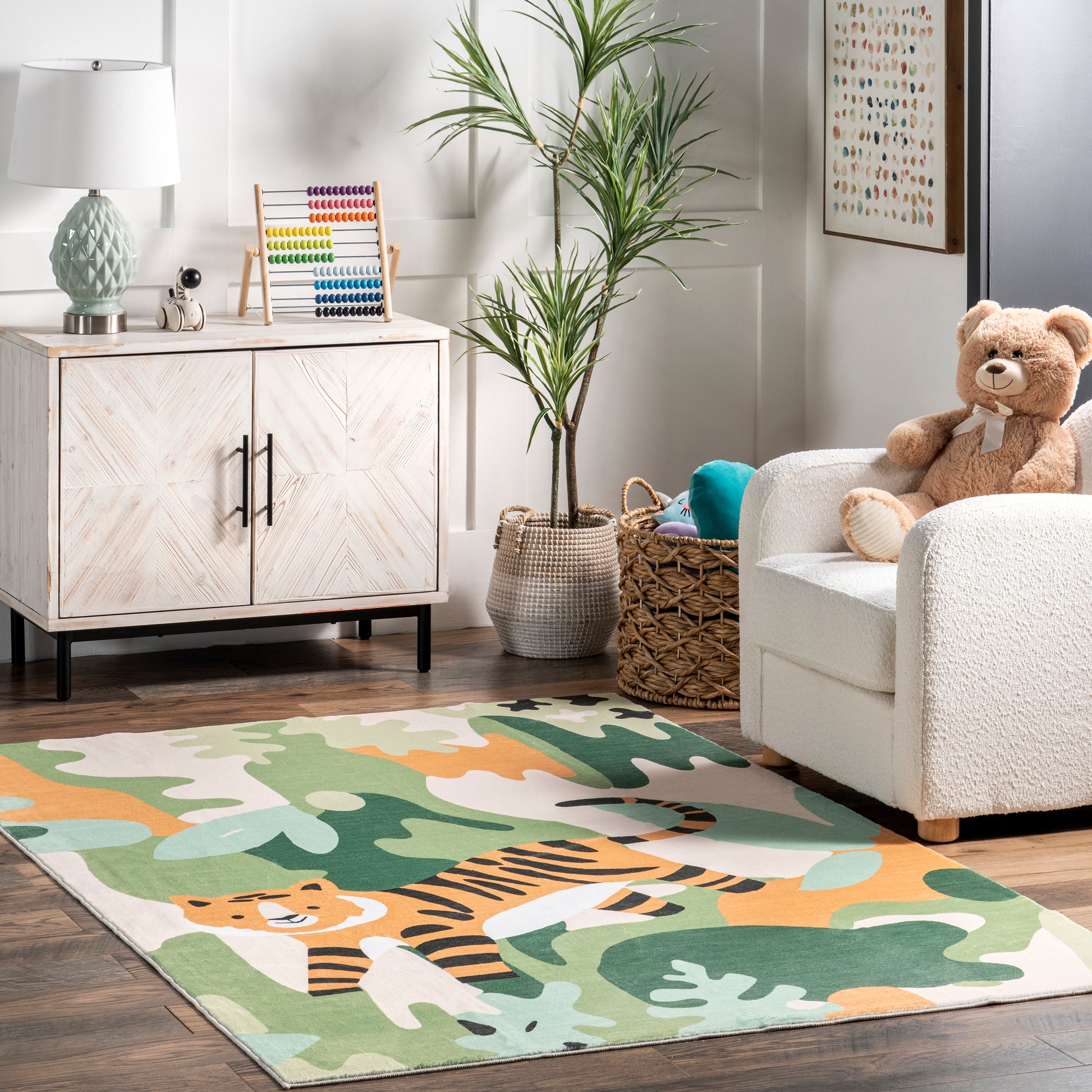 Nuloom Reenie Jungle Tiger Hjcl10A Green Area Rug