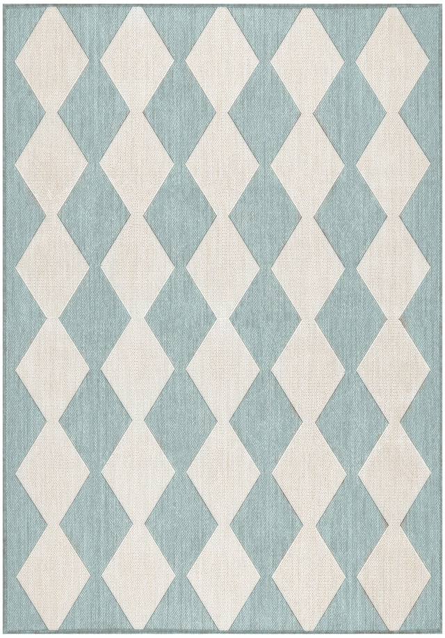 Nourison Positano POS04 Machine Made Aqua Rug