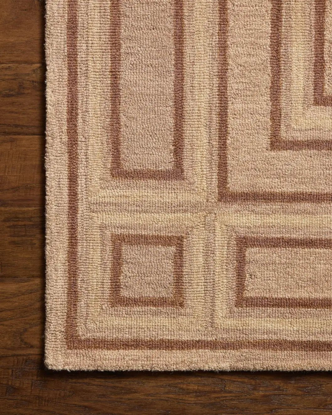 Chris Loves Julia x Loloi Alfie ALF-01 Blush / Rose Rug - corner on wood