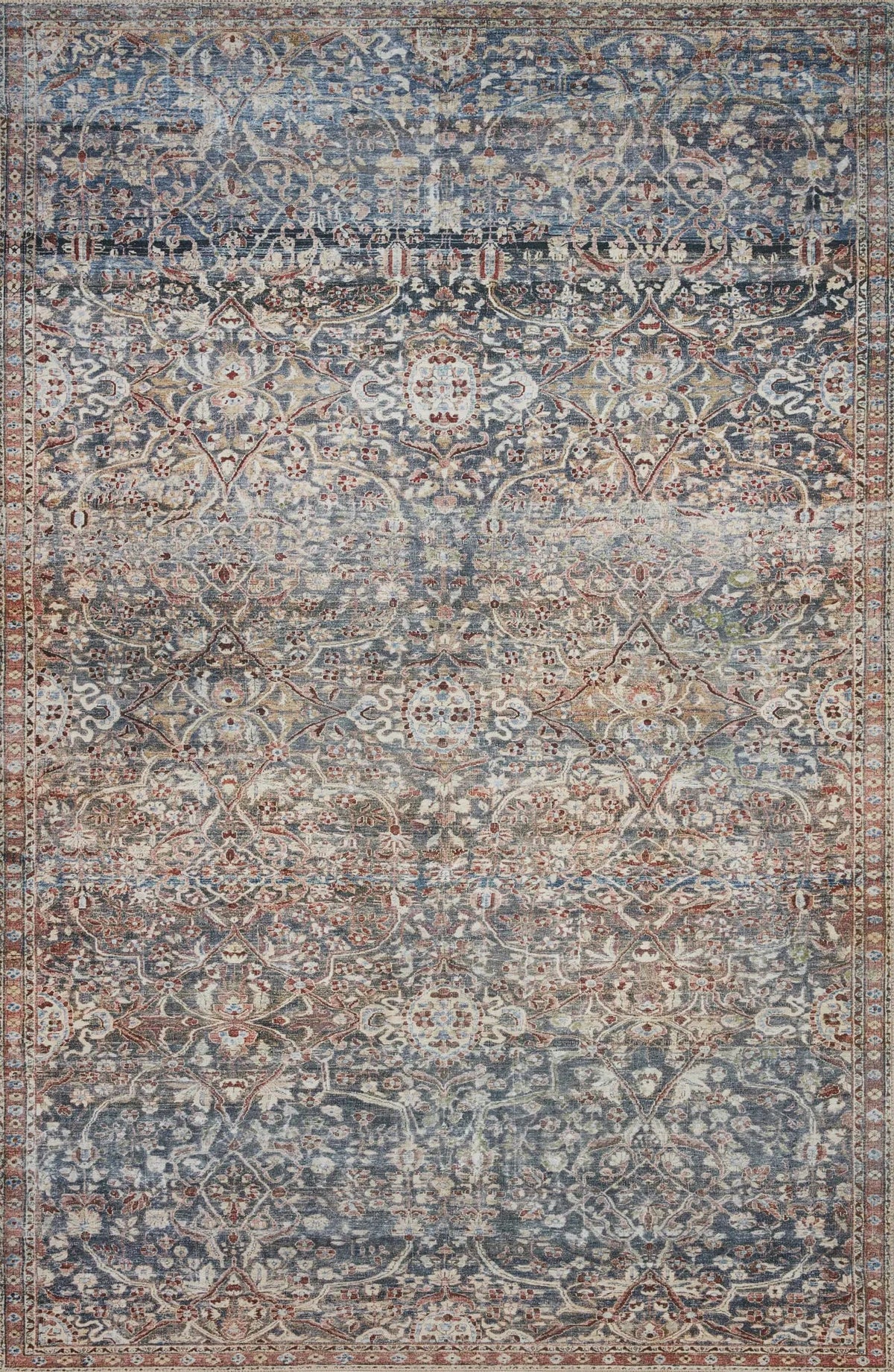 Chris Loves Julia x Loloi Jules 6-Jul Denim / Spice Rug - main flat