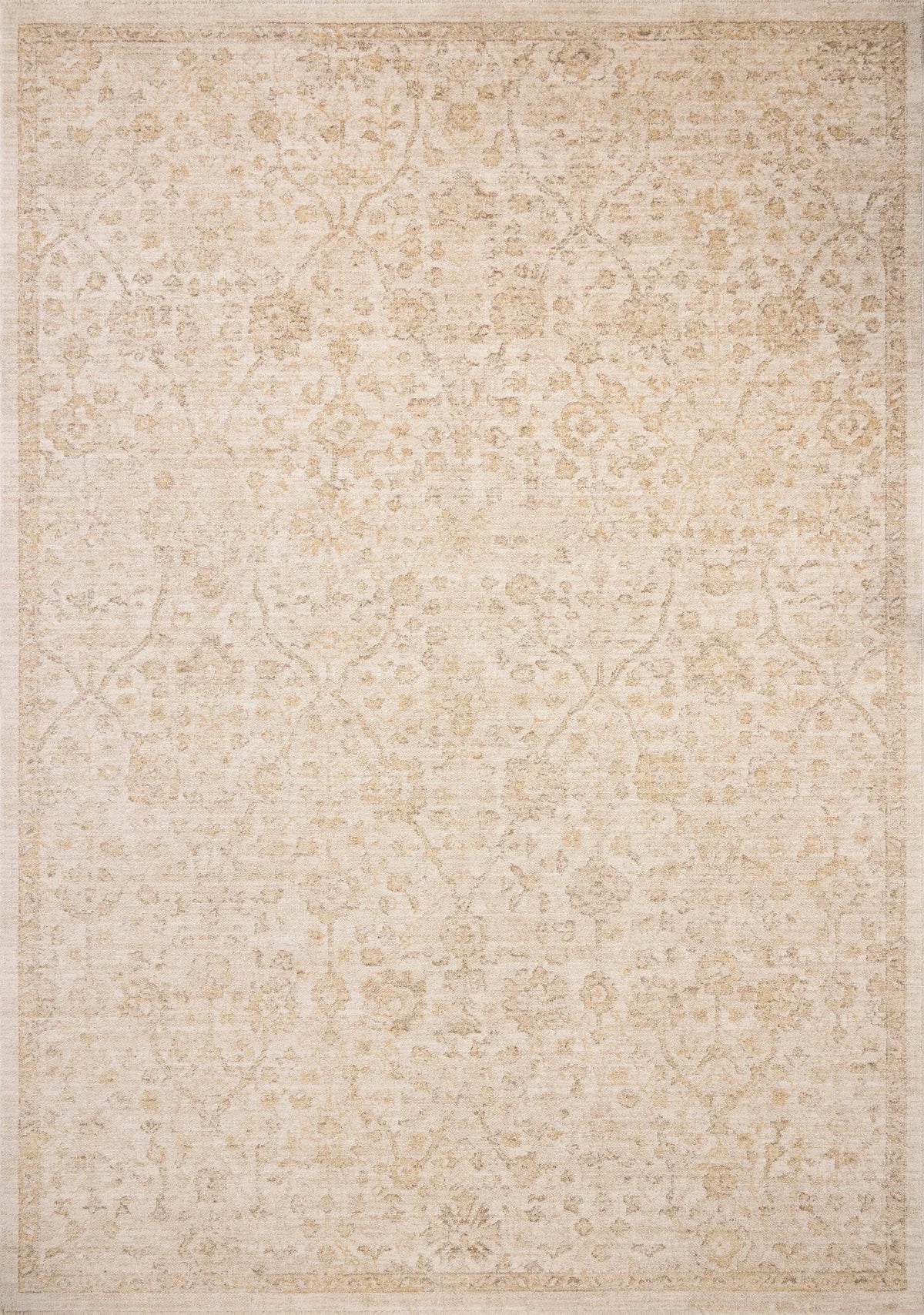 Chris Loves Julia x Loloi Palma PLM-01 Ivory / Sand Rug - main flat