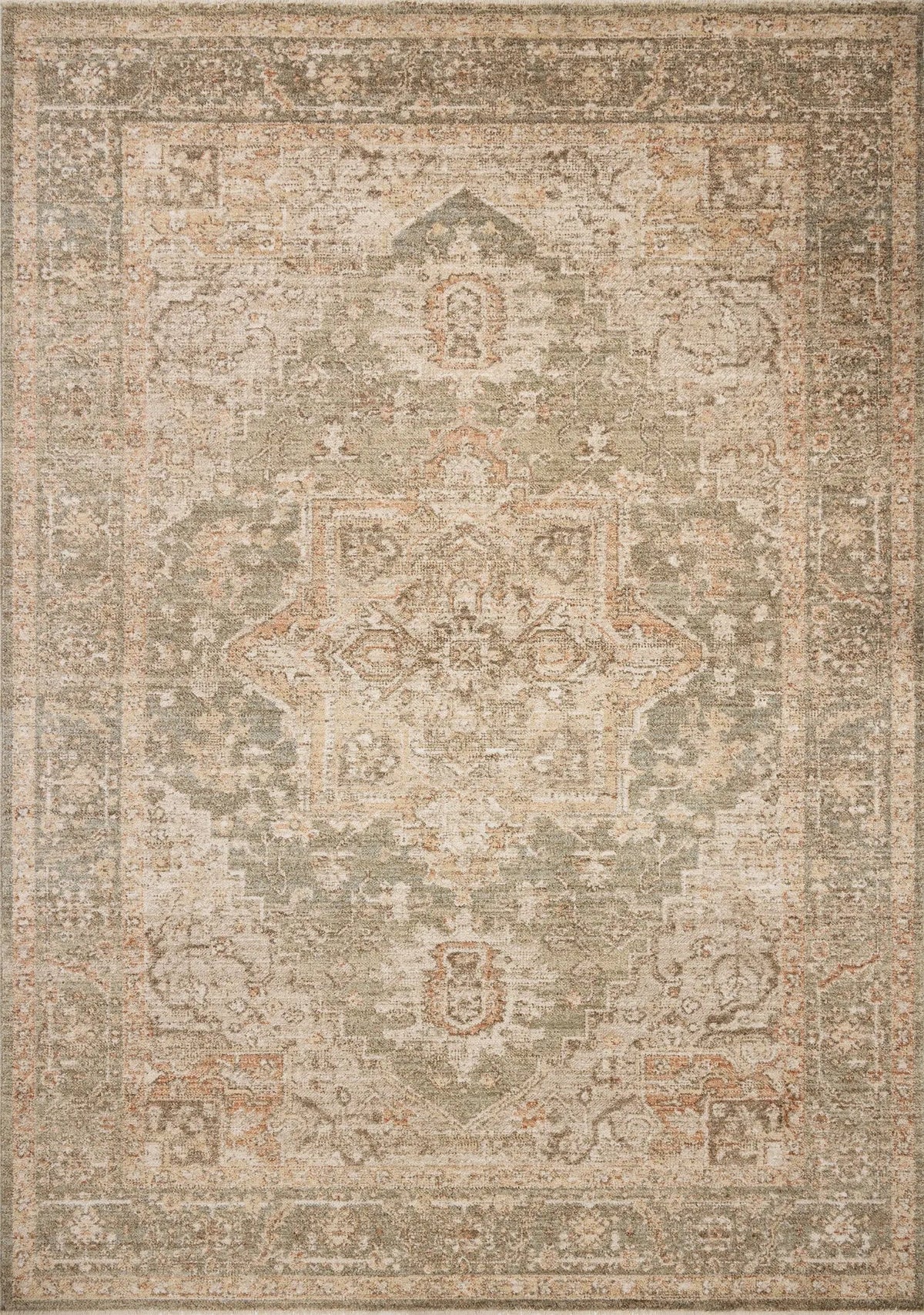 Chris Loves Julia x Loloi Palma PLM-08 Olive / Spice Rug - main flat