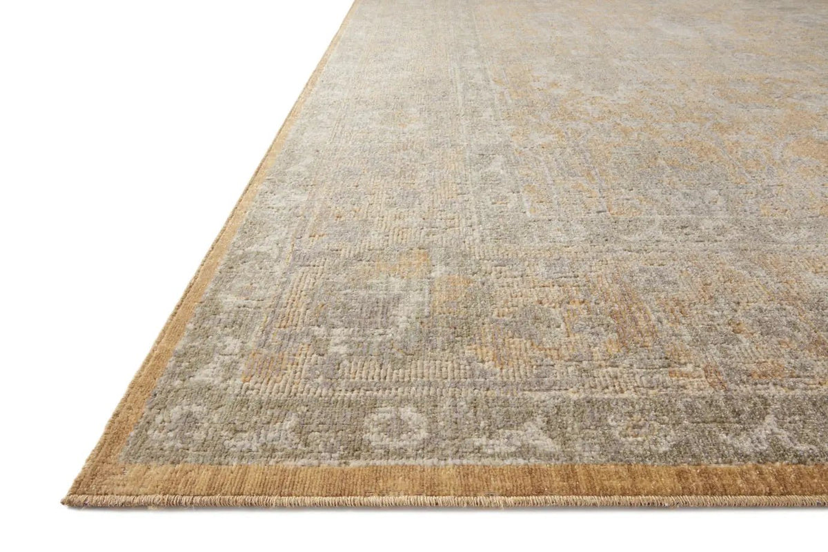 Chris Loves Julia x Loloi Rosemarie ROE-01 Gold / Sand Rug - rug corner
