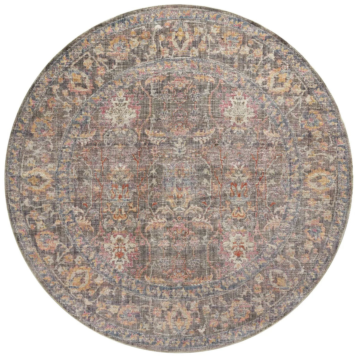 Chris Loves Julia x Loloi Rosemarie ROE-01 Stone / Multi Rug - round flat
