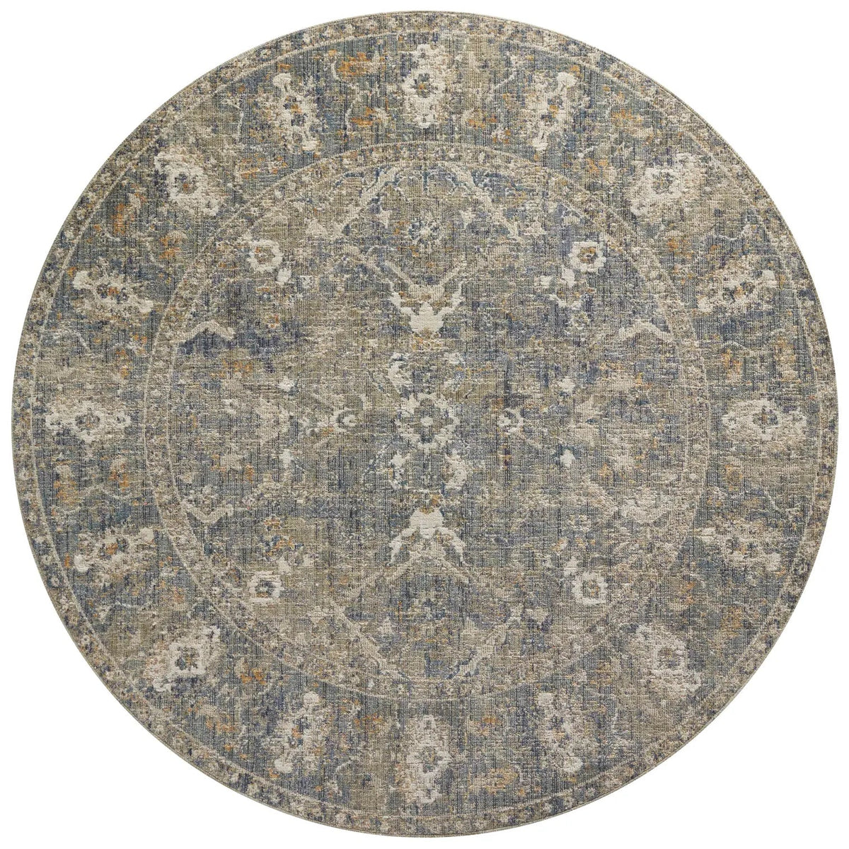 Chris Loves Julia x Loloi Rosemarie ROE-03 Sand / Lagoon Rug - round flat