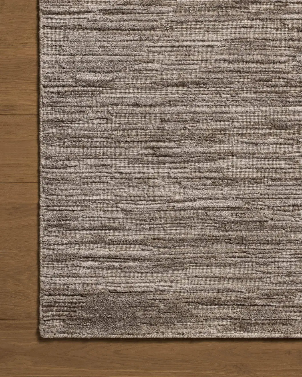 Jean Stoffer x Loloi Daniel DAN-02 Dove Rug - corner on wood