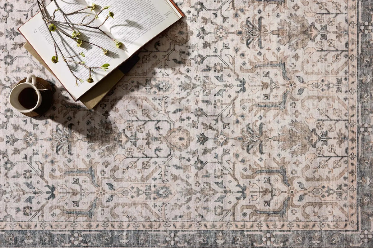 Loloi Anniston ANS-01 Ivory / Stone Rug - closer room scene 1 horizontal